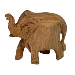 Hand Carved Wood Elephant Maple Miniature Decor Collectible